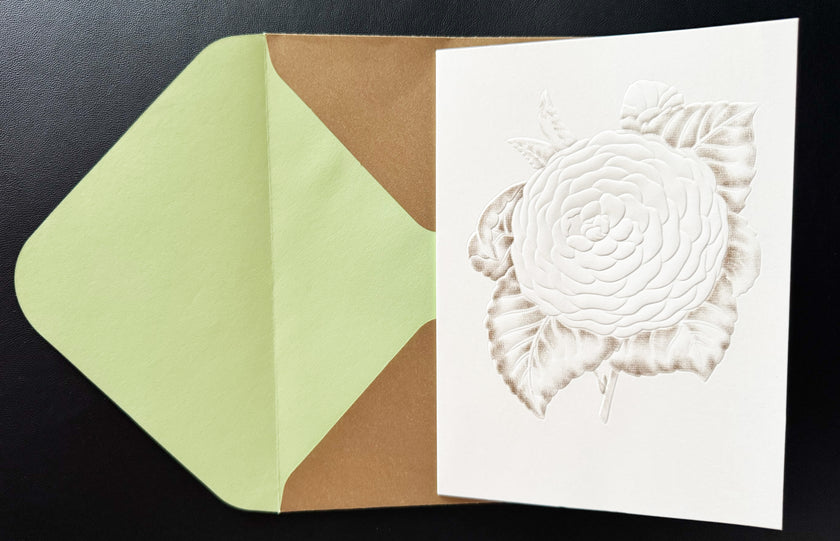 Greeting Card, White Flower Embossed - (Blank)