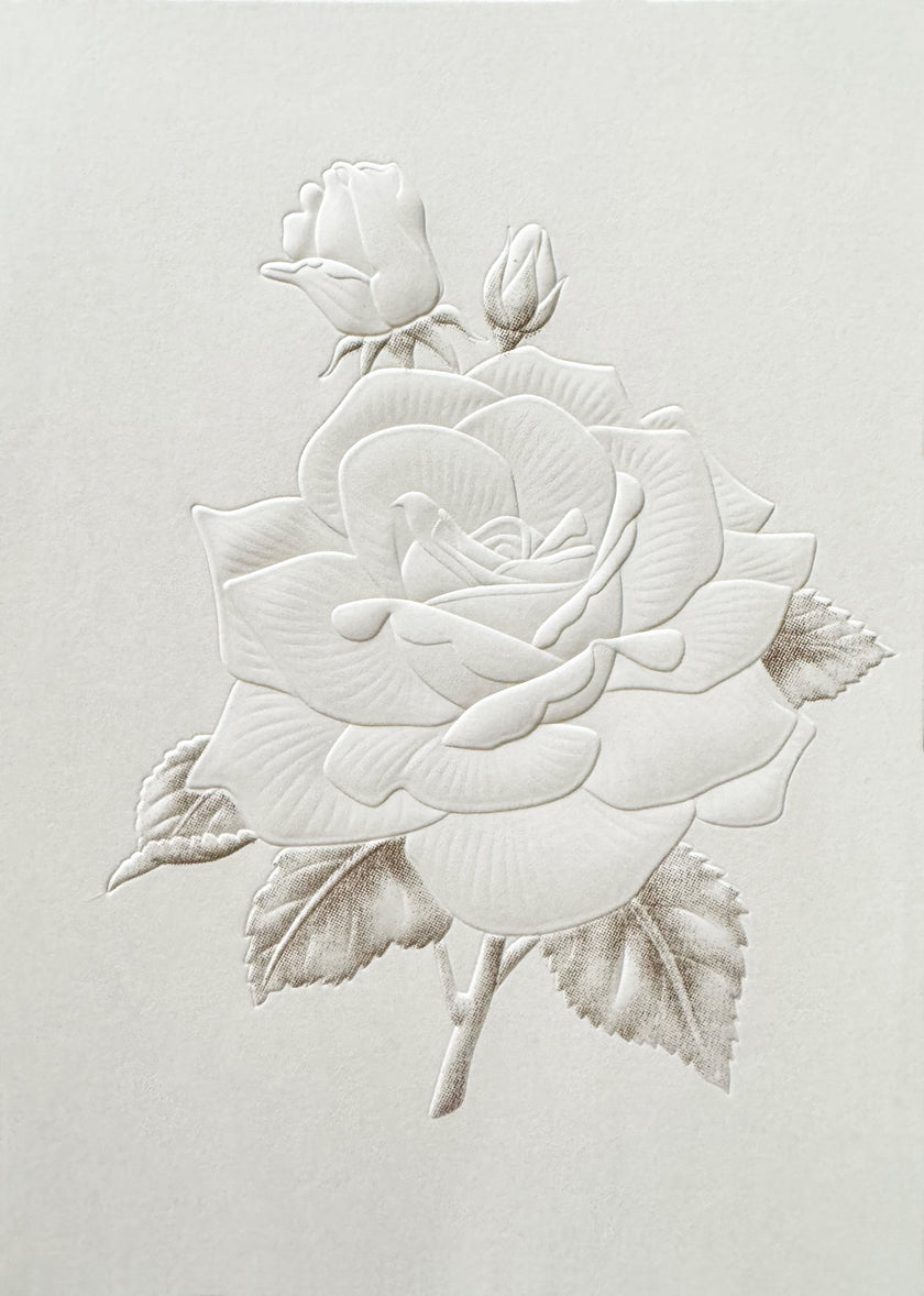 Greeting Card, White Flower Embossed - (Blank)