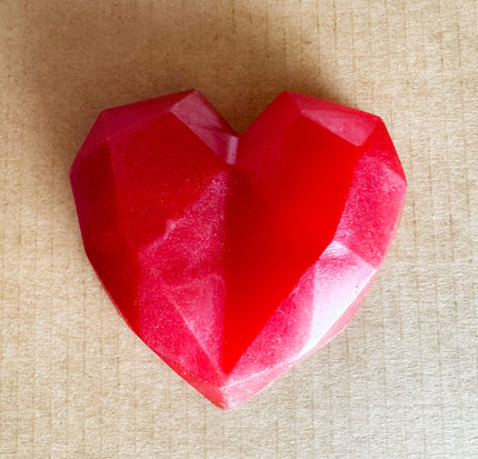 Artisan Soap Bar:  Valentine Glycerine - Deep Red Rose, Scented (Geometric Heart: Red)