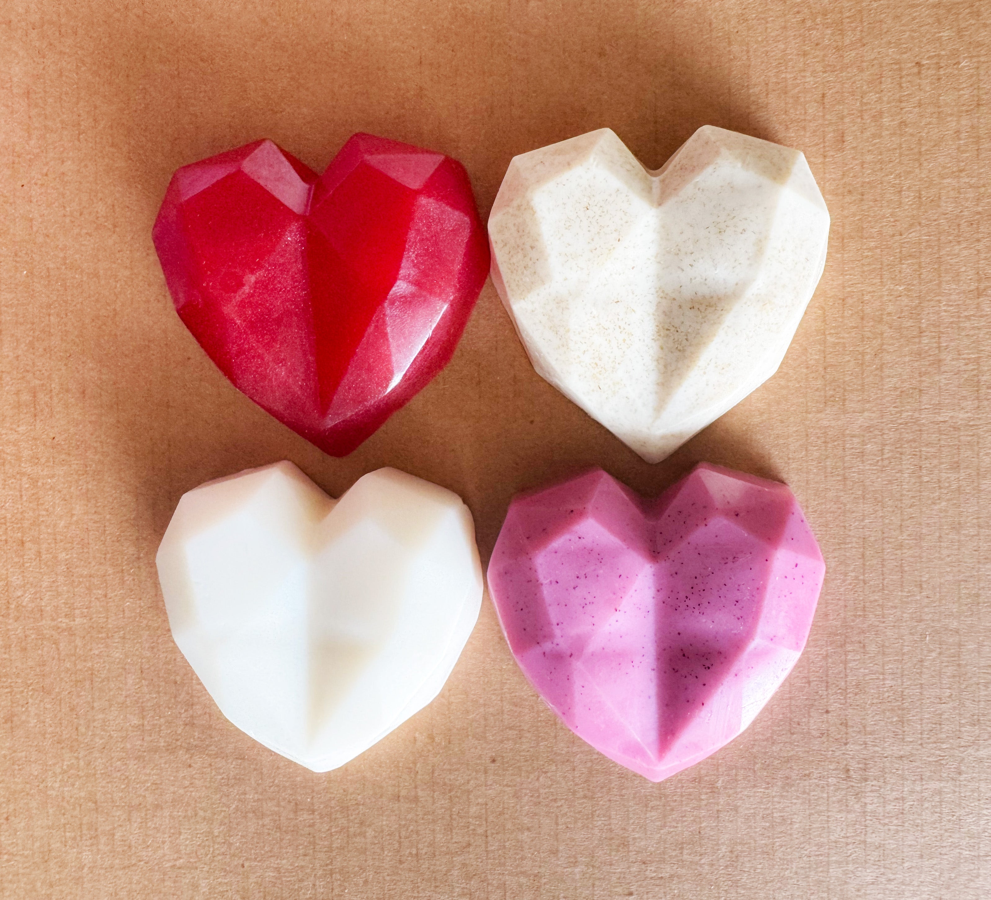 Artisan Soap Bar:  Valentine Goat's Milk - English Rose, Scented (Geometric Heart: Pink)