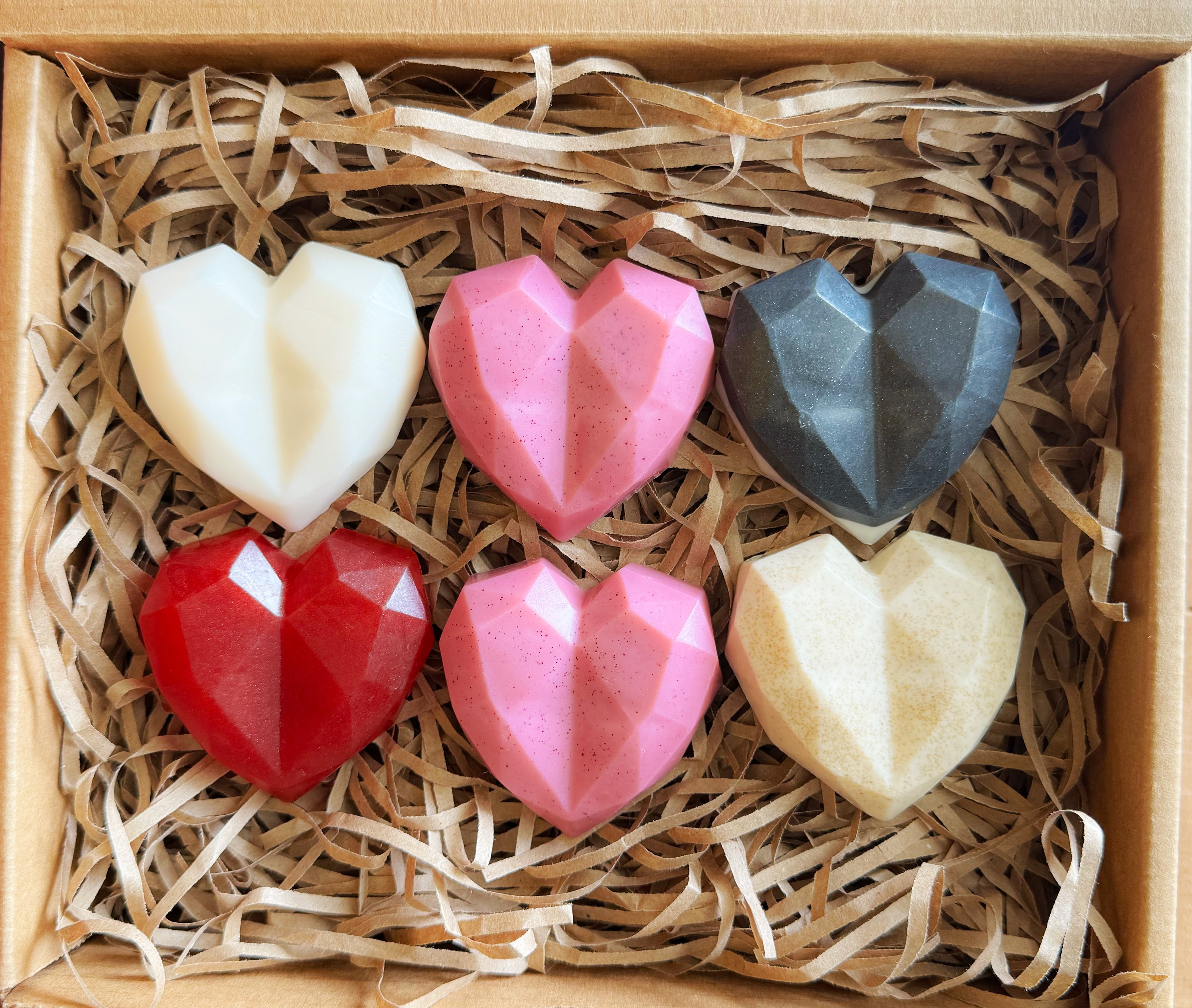 Artisan Soap Bar:  Valentine Goat's Milk - English Rose, Scented (Geometric Heart: Pink)